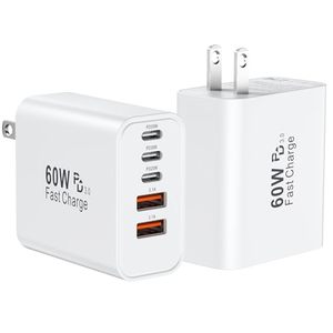 lot 3507 image: USB-C Fast Charger 60W Wall Charger 2-Pack 5-Port Type-C Multiport Cube