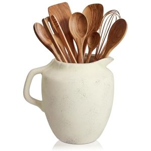 lot 3518 image: Potchen Vintage Kitchen Utensil Holder Crock,Novelty,Antique Cream