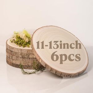 lot 3520 image: 6 Pack 11-13 Inch Large Wood Slices for Centerpieces, Wood Centerpieces