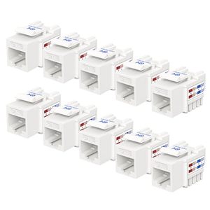 lot 3528 image: Cable Matters UL Listed 10-Pack 10Gbps Cat6 Keystone Jacks, White