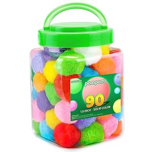 lot 3529 image: Eppingwin 90PCS Multicolor Pom Poms 1.5 Soft Craft Poms Assorted Colors
