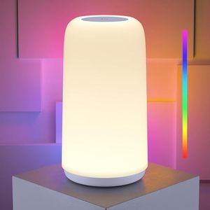 lot 3536 image: Touch Bedside Table LED Lamp with RGB, Dimmable Warm White, Nightstand Lamp