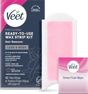 lot 3537 image: VEET Ready-To-Use Waxing Kit for Women   40ct Wax Strips, Body Wipes