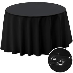 lot 3542 image: BYDOLL 60-Inch Round Tablecloth Fits Up to 50-Inch Diameter Black Polyester