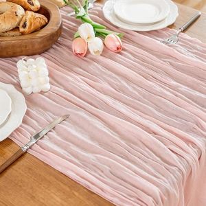 lot 3547 image: Cheesecloth Table Runner, 10 Ft, Boho Rustic, Dusty Pink, 1 Pcs