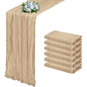 lot 3559 image: 6 Pack Beige Cheesecloth Table Runner 17x108 in Semi-Sheer Boho Gauze