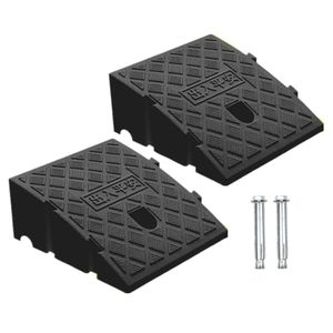 lot 3570 image: 2Pack Black Portable Curb Ramps for Low Cars & Motorcycles (4.33 H)