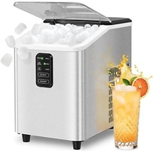 Aeitto Countertop Ice Maker 26lbs/24H, 8-Cube Bullet Ice, Stainless