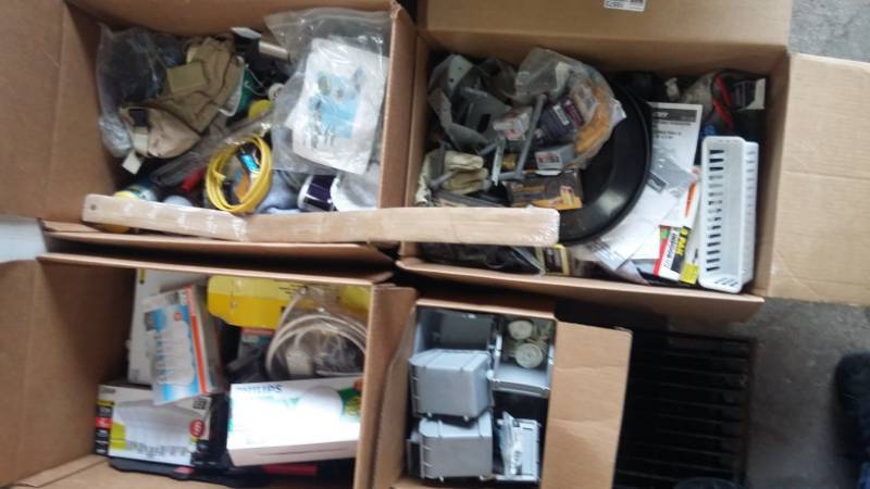lot 10572 image: Four Boxes of Light Bulbs and Misc Hardware