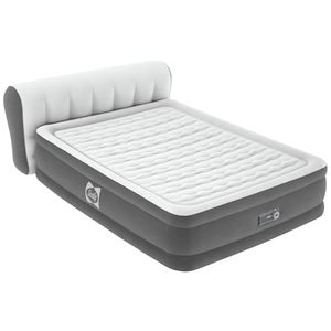 lot 511 image: $150 Sealy Air Mattress Queen with Built-in Pump, Headboard, 18 in. Height, Wave Beam Design, 661 lb Capacity - Tritech Airbed with Carry Bag
