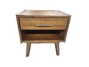 lot 520 image: $239 24 Walnut 1-Drawer Nightstand Soft Close Drawer ASSEMBLED Ready to Use 