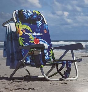lot 521 image: Tommy Bahama 5-Position Backpack Beach Chair with Pillow (Night Floral)