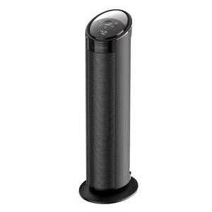 lot 526 image: 1500W 22 in. Black Indoor Electric Tower Ceramic Forced Air Ceramic Space Heater with Child Lock, 3-Speeds, and Remote