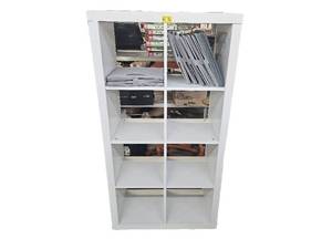 lot 534 image: Onin Room Divider with 8 Storage Bins Assembled WHITE