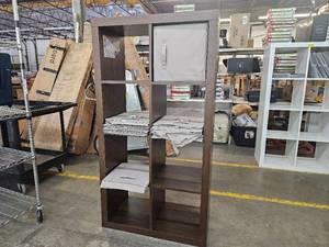 lot 535 image: Onin Room Divider with 8 Storage Bins Assembled BROWN