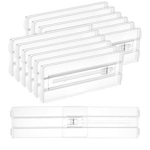 lot 1041 image: Vtopmart 12 Pack Drawer Dividers for Clothes, 4 High 10.2-16.5 Adjustable Expandable Dresser Drawer Organizer, Clear Plastic Separators for Dresser, Baby Clothing, Underwear, Cosmetic, Toiletries