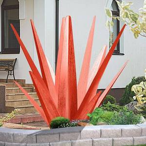 lot 3020 image: Enlarge Metal Plants Tequila Rustic Sculpture, Outdoor Patio Yard, Home Decor Hand Painted Agave Garden Statue, Outdoor Lawn Ornaments Yard Stakes for Mom Gift (1 RED Large)