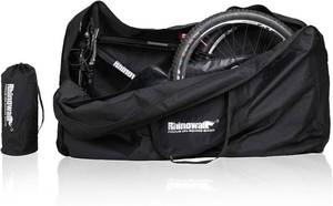 lot 3030 image: Rhinowalk Bike Transport Bag for 26 Inch Wheel Size Mountain Road Bikes - Waterproof Bicycle Travel Case Foldable Carrier Bag for Train Air Travel (Black)