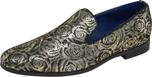 lot 3036 image: Jousen Mens Loafers Luxury Loafers for Men Vintage Classic Mens Smoking Shoes Flower Printed Party Shoes (AMY813 Black 11)