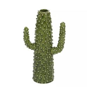 lot 3037 image: 13 in. Green Cactus Ceramic Decorative Vase