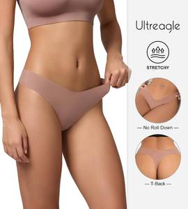 lot 3118 image: Seamless Thongs for Women V-Shaped No Show Panties Soft Comfortable Breathable Workout Underwear Multiple 6 Pack XL