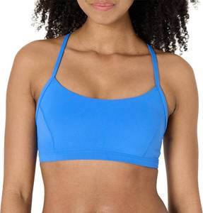 lot 3120 image: Womens Active FormFlex Buttery Soft Light Support Y-Back Thin Strap Moisture Wicking Yoga Sports Bra Blue 3XL