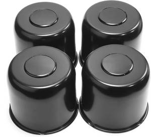 lot 5004 image: RTRHINOTUNING 4pcs 4.88inch Push Through Wheel Center Caps Black for Truck Trailer SUV RV Hub Caps