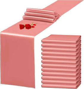 lot 5034 image: 12 Pack Coral Satin Table Runner 12 x 108 Inch Long Premium Table Runners for Wedding Party Events Decoration, Birthday Parties, Banquets Decorations, Graduations, Engagements