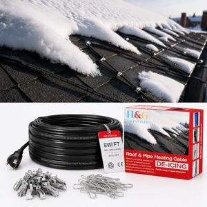 lot 5039 image: $109 H&G lifestyles 8WFT Roof Heat Cable for Roof and Gutters 100FT  Self-Regulating Heaters to Prevent Ice Dams,Heavy Duty Heat Tapes for Snow De-icing, 8Watts per Foot Patented Technology Mounting Clips not included