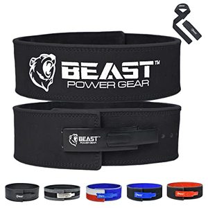 lot 5040 image: Beast Power Gear Weight Lifting Belt Lever Buckle 10MM 13MM Thick & 4 Inches Free Strap Weightlifting, Powerlifting, Deadlifts, Squats Men Women