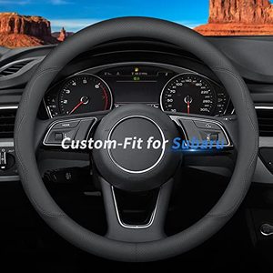 lot 5043 image: Deer Route for Subaru Steering Wheel Cover, Premium Leather Car Steering Wheel Cover with Logo, Non-Slip, Breathable, for Subaru Accessories (B-Style,for Subaru)