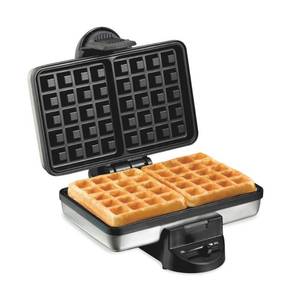 lot 1004 image: Hamilton Beach Belgian Style Waffle Baker 26009G Nonstick Metal, 650W, Hand Wash, Silver, 72 sq in Grill Surface