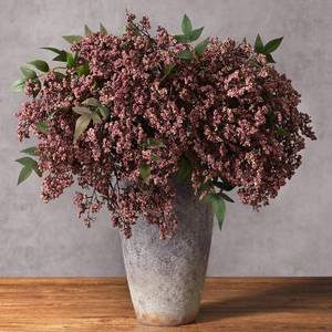 lot 1009 image: 3Pcs 43In Faux Berry Stems, Artificial Nandina Fall Decor, Dusty Plum