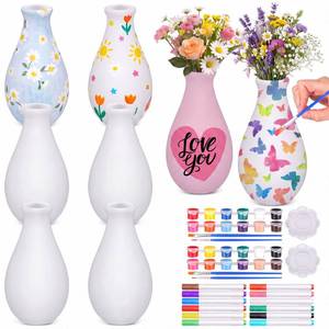 lot 1012 image: Singhoow 6 Set Ceramics to Paint Vase DIY Your Own Ceramic Vase, Delicate