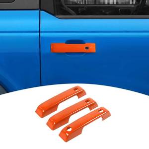 lot 1019 image: PDKLIN for Bronco Door Handle Cover Trim Orange Fit for Ford Bronco 2021 up Orange Exterior Accessories 3pcs