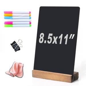 lot 1940 image: YEEON 3 Pack 8.7x12 in Desktop Small Chalkboard Sign with Wood Base
