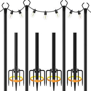 lot 1942 image: Mutovlin 4 Pack String Light Poles,10 Ft Light Poles for Outside String Lights,Outdoor Lights Pole with Fork,Metal Poles Stand for Patio Deck Backyard (10FT 4 Pack)