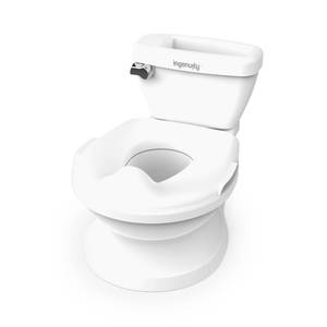 lot 1951 image: Ingenuity My Size Potty Pro 2-in-1 Potty Training Toilet, Floor Potty with Removable Potty Seat for Standard Toilets, Realistic Flushing Sound, for Toddlers Ages 18 Months, Up to 50 lb