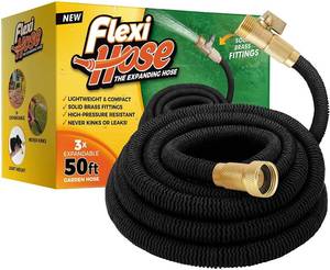 lot 1959 image: Flexi Hose Lightweight Expandable Garden Hose, 50FT - Retractable Garden Hose, Water Hose - No-Kink Flexibility, 34 Inch Solid Brass Fittings and Double Latex Core