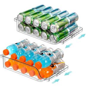 lot 1962 image: BingoHive 2 Packs Refrigerator Organizers and Storage Width Adjustable Can Organizer for Refrigerator Expandable Soda Can Dispenser for Beer Soda Pop Can Soda Organizer for Fridge Kitchen Pantry Clear