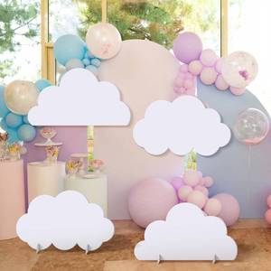 lot 1969 image: BrightRow 4 Pcs Large White Cloud Cardboard Cutout Standup Life Size Birthday Party Decorations White Cloud Cardboard Cutouts for Baby Shower Birthday Party Photo Backdrop Favors