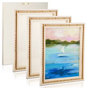 lot 1982 image: Wenqik 4 Pack Beaded Wood Panels Boho Style Wood Canvas Board Unfinished Wooden Panel Boards for DIY Crafts Painting Pouring Drawing Art Projects(14 x 11 Inch)