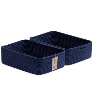 lot 1990 image: MiniArk Large Shallow Organizing Baskets 15x11x5.1 Inches - Rope Woven Storage Bins for Bathroom, Shelves, Cube Closet, Navy Blue 2 Packs