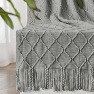 lot 1991 image: inhand Light Grey Knitted Throw Blanket for Couch and Bed, 60x80