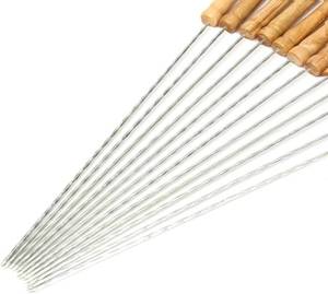 lot 2003 image: HAKSEN 12 PCS Skewers for Grilling, Kabob Skewers with Wood Handle, Reusable BBQ Barbecue Sticks for Marshmallow, Hot Dog, Meat, Vegetable, Camping Cookware Grill Cooking, 11.7 (Including Handle)