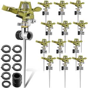 lot 2008 image: Chengu 4 Set Zinc Alloy Water Sprinklers for Lawns Yard Sprinklers Heavy Duty Sprinkler Heads Adjustable 360 Degree Watering Impact Sprinklers Pulsating Garden Sprinklers for Large Area Irrigation