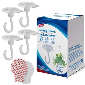 lot 2012 image: TAILI Adhesive Ceiling Hooks for Hanging Plants, No-Drill 4 Pack White