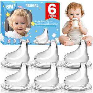 lot 2015 image: RBUGR Sippy Cup Nipples Silicone Nipple Replacement for NUK 6 Pack