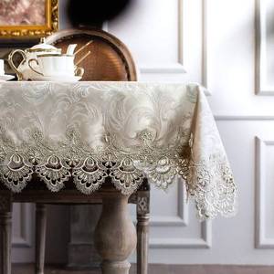 lot 2029 image: ARTABLE Gray Lace Rectangle Tablecloth Vintage Farmhouse Macrame 60x140Inch