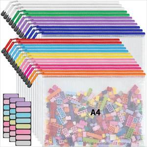 lot 2052 image: JARLINK A4 Mesh Zipper Pouch Bags, 24 Pcs Waterproof Zipper Pouch Bags